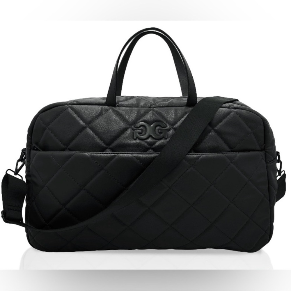 Gilda Paris Large Quilted Black Weekender Crossbody Travel w/Slip Back $229 NWT